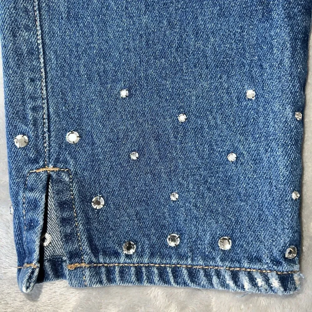 Liz Claiborne Lizwear Vintage 90s Womens 4 Denim Mom Jeans Rhinestones High Rise - Picture 6 of 15